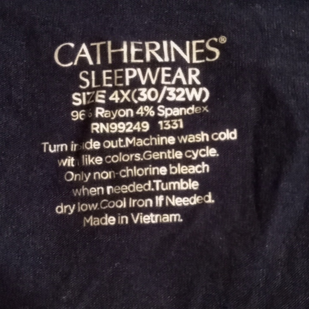 NWT Catherine's 4X (30-32) Gorgeous short Sleeve Blue Striped Nightgown - Picture 7 of 9